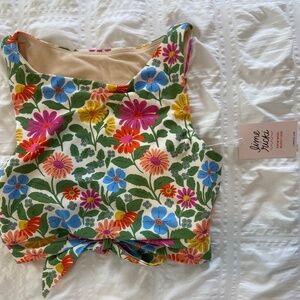 SMALL Lime Ricki flower print top